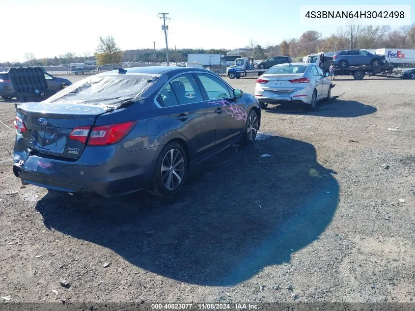 2017 Subaru Legacy 2.5I Limited VIN: 4S3BNAN64H3042498 Lot: 40823077