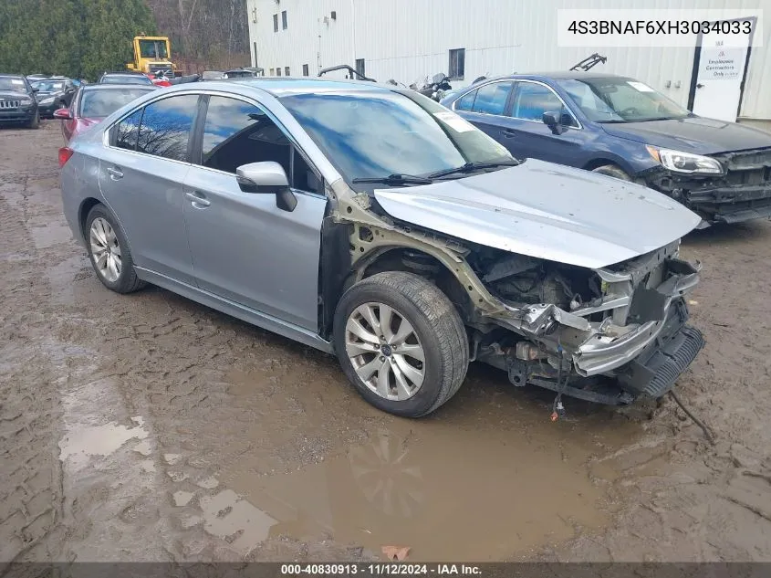 2017 Subaru Legacy 2.5I Premium VIN: 4S3BNAF6XH3034033 Lot: 40830913