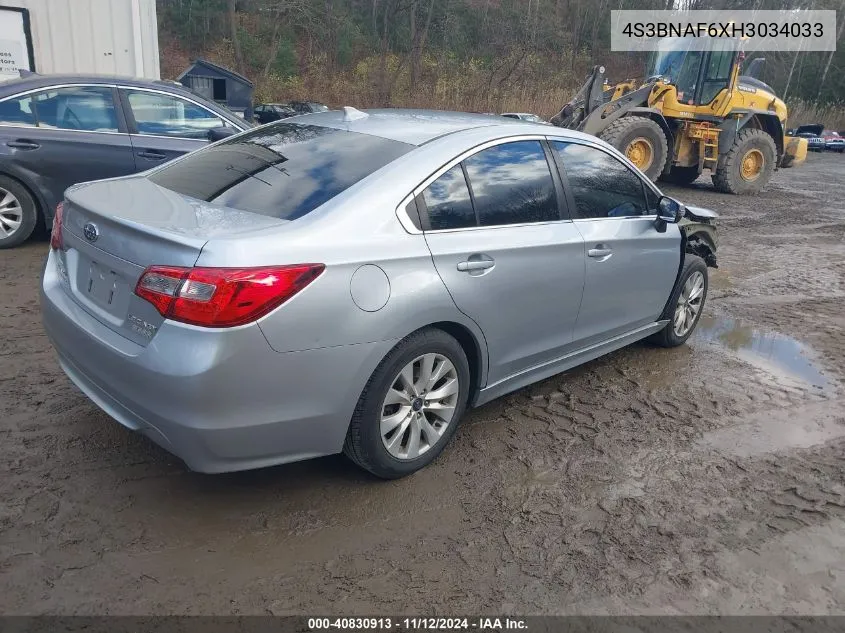 2017 Subaru Legacy 2.5I Premium VIN: 4S3BNAF6XH3034033 Lot: 40830913