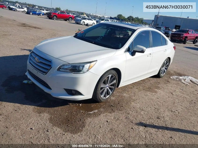 2017 Subaru Legacy 2.5I Limited VIN: 4S3BNAN67H3030071 Lot: 40845679