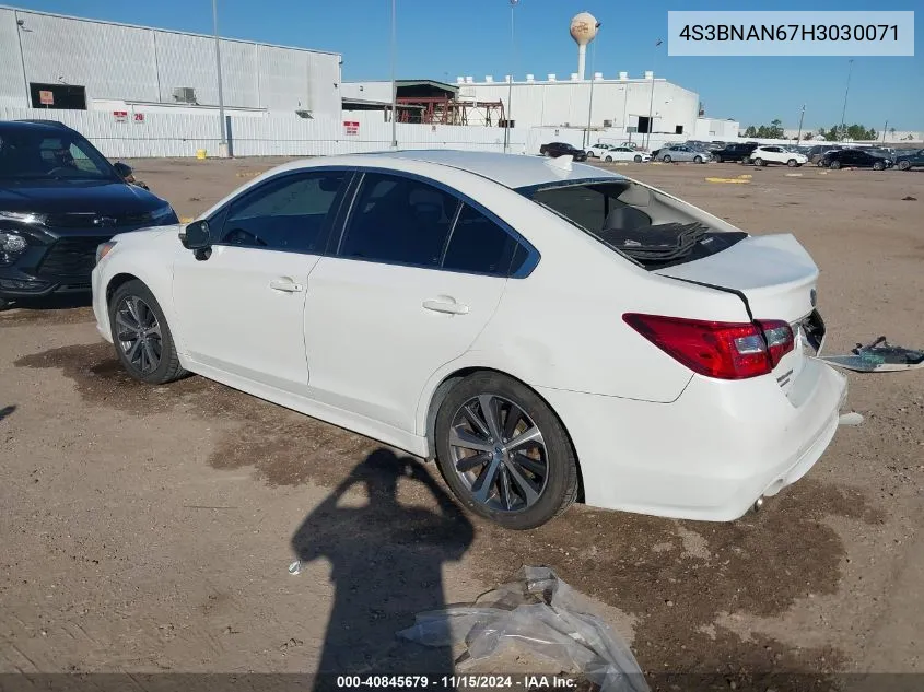 2017 Subaru Legacy 2.5I Limited VIN: 4S3BNAN67H3030071 Lot: 40845679