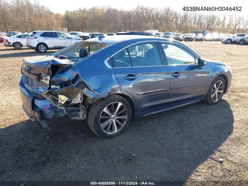 2017 Subaru Legacy 2.5I Limited VIN: 4S3BNAN60H3046452 Lot: 40855599