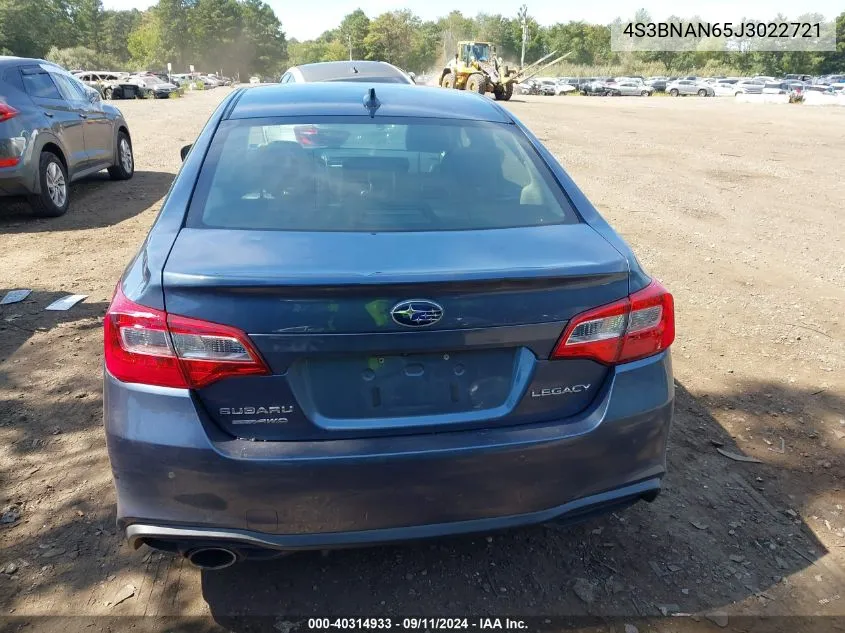 2018 Subaru Legacy 2.5I Limited VIN: 4S3BNAN65J3022721 Lot: 40314933