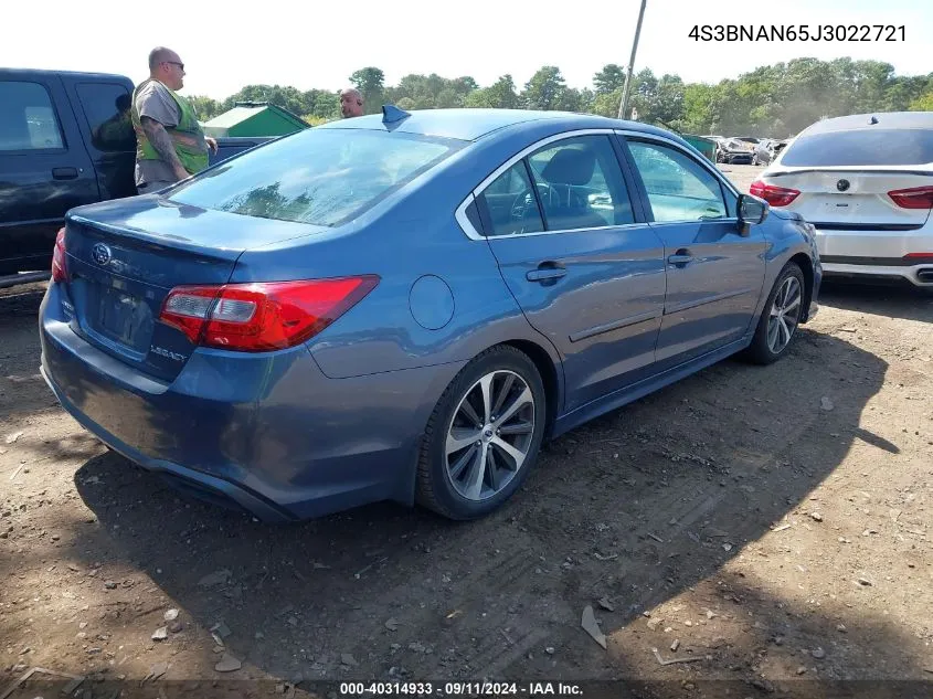 2018 Subaru Legacy 2.5I Limited VIN: 4S3BNAN65J3022721 Lot: 40314933