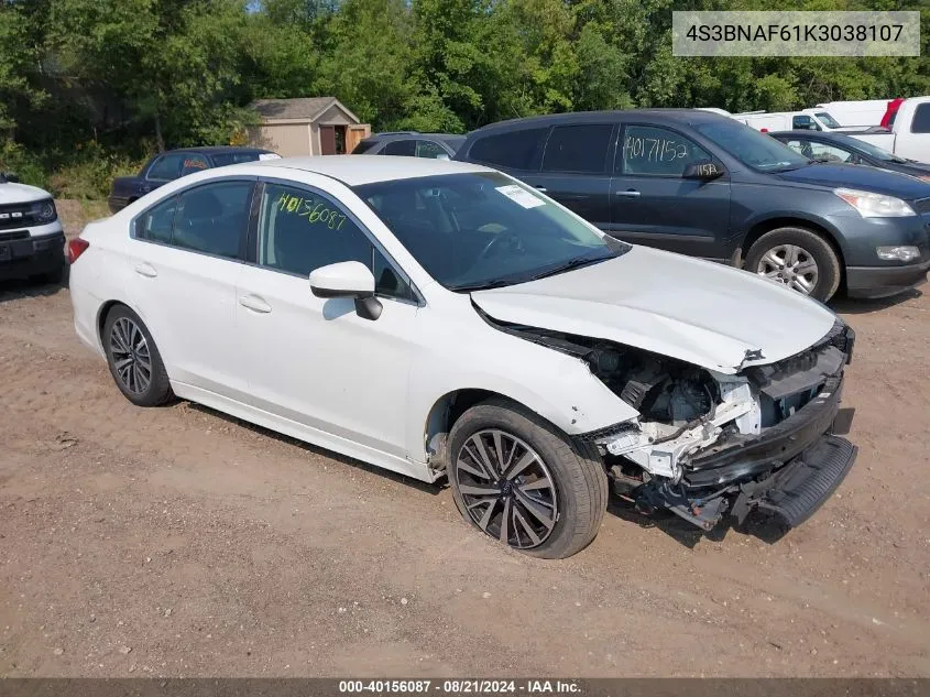 2019 Subaru Legacy 2.5I Premium VIN: 4S3BNAF61K3038107 Lot: 40156087