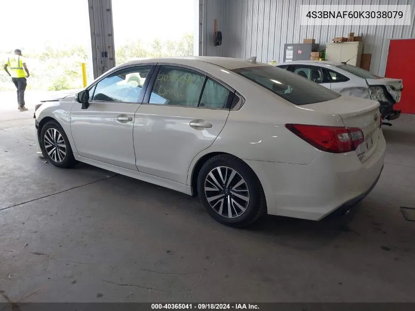 2019 Subaru Legacy 2.5I Premium VIN: 4S3BNAF60K3038079 Lot: 40365041