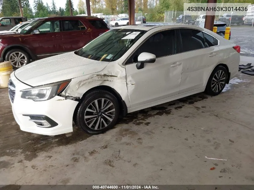 2019 Subaru Legacy 2.5I Premium VIN: 4S3BNAH63K3014436 Lot: 40744600