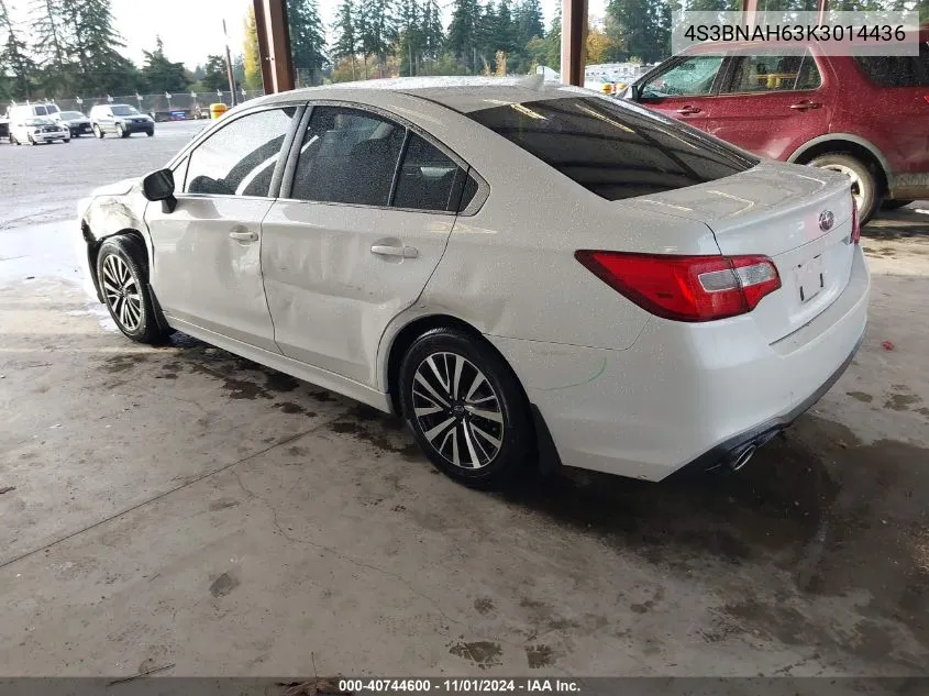 2019 Subaru Legacy 2.5I Premium VIN: 4S3BNAH63K3014436 Lot: 40744600