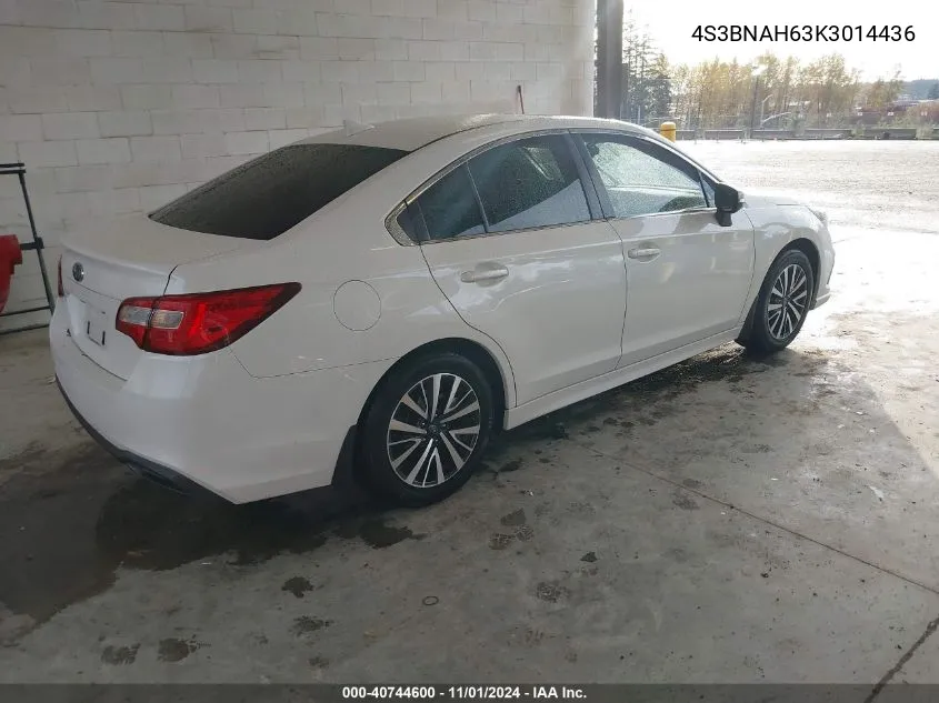 2019 Subaru Legacy 2.5I Premium VIN: 4S3BNAH63K3014436 Lot: 40744600