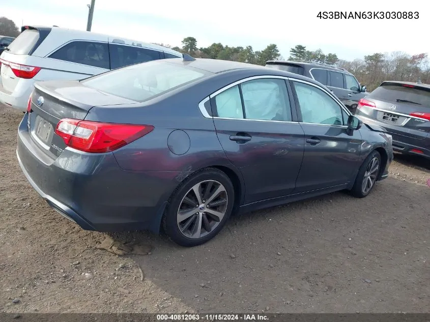 2019 Subaru Legacy 2.5I Limited VIN: 4S3BNAN63K3030883 Lot: 40812063