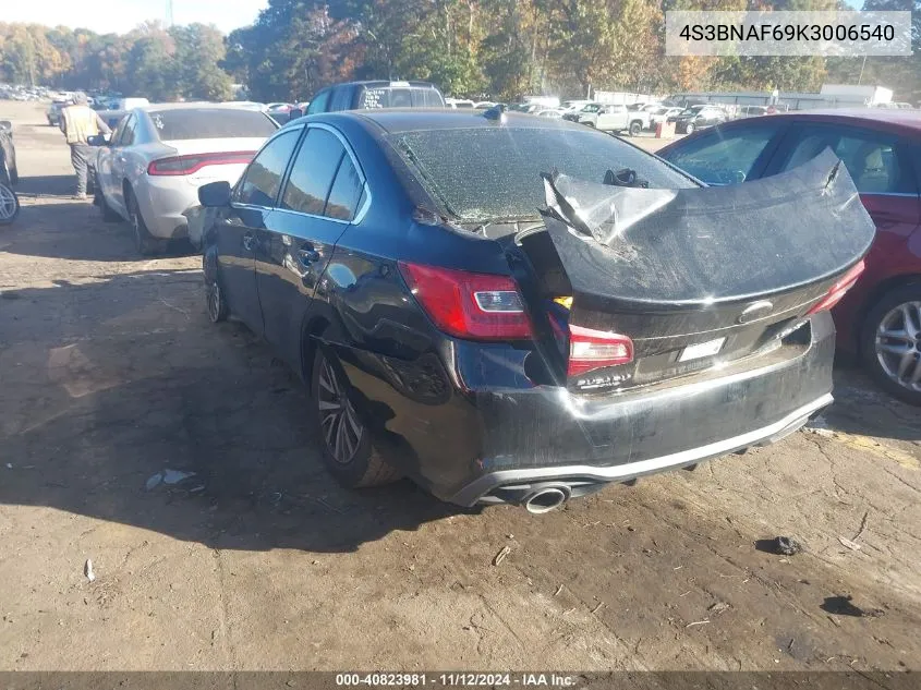 2019 Subaru Legacy 2.5I Premium VIN: 4S3BNAF69K3006540 Lot: 40823981