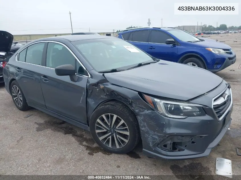 2019 Subaru Legacy 2.5I VIN: 4S3BNAB63K3004336 Lot: 40832464