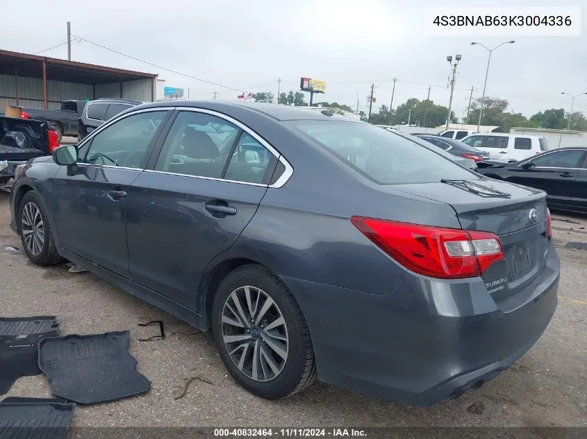 2019 Subaru Legacy 2.5I VIN: 4S3BNAB63K3004336 Lot: 40832464