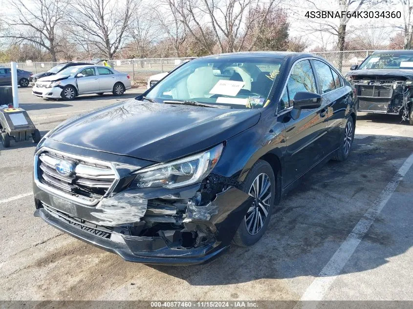 2019 Subaru Legacy 2.5I Premium VIN: 4S3BNAF64K3034360 Lot: 40877460