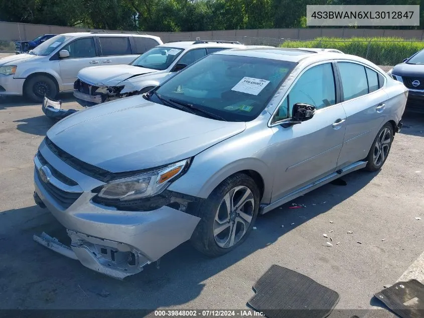 2020 Subaru Legacy Limited VIN: 4S3BWAN6XL3012847 Lot: 39848002