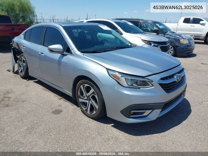 2020 Subaru Legacy Limited VIN: 4S3BWAN62L3025026 Lot: 40016305