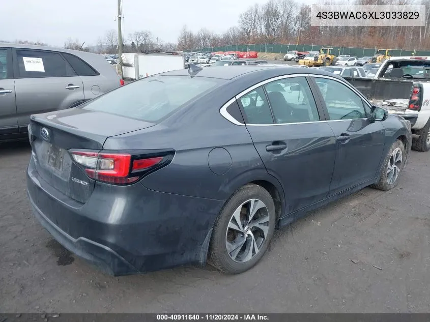 2020 Subaru Legacy Premium VIN: 4S3BWAC6XL3033829 Lot: 40911640