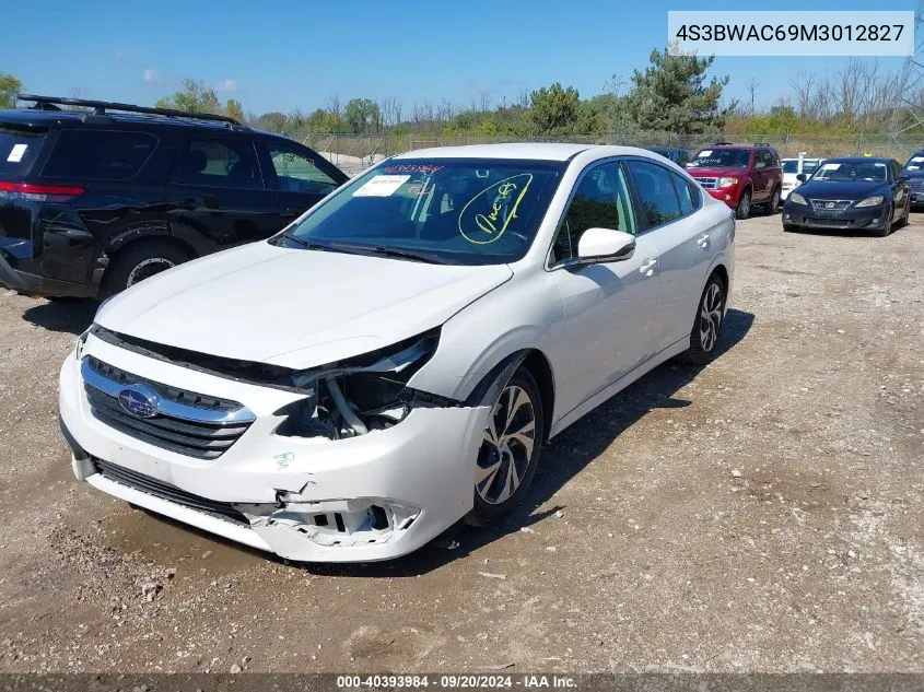 2021 Subaru Legacy Premium VIN: 4S3BWAC69M3012827 Lot: 40393984