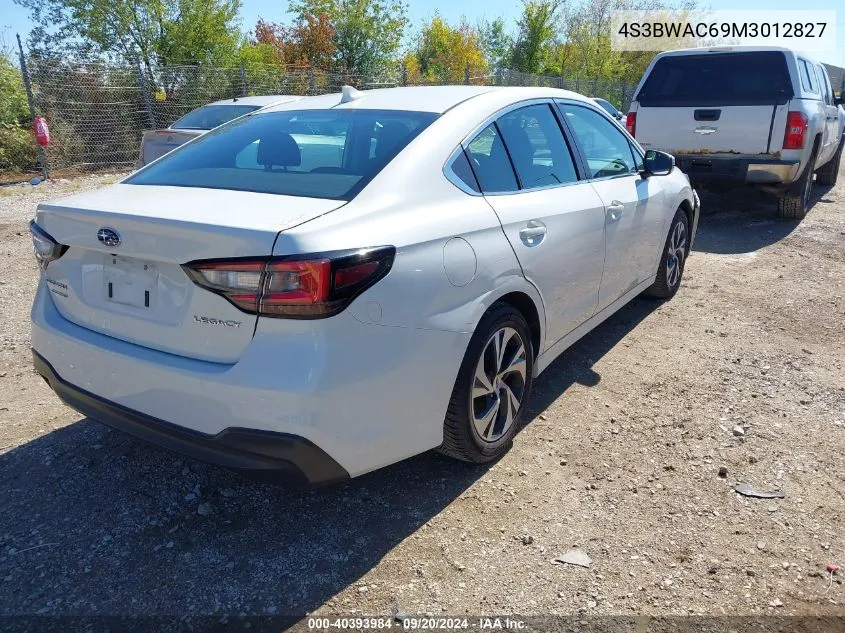 2021 Subaru Legacy Premium VIN: 4S3BWAC69M3012827 Lot: 40393984