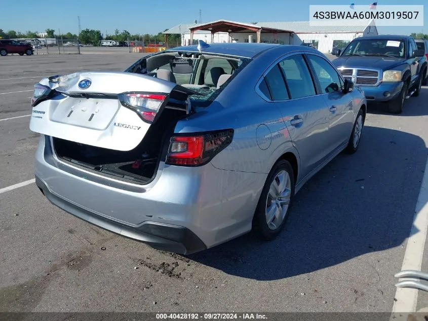 2021 Subaru Legacy VIN: 4S3BWAA60M3019507 Lot: 40428192