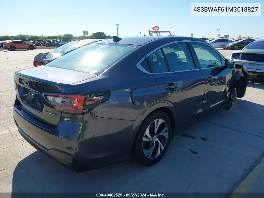 2021 Subaru Legacy Premium VIN: 4S3BWAF61M3018827 Lot: 40462529