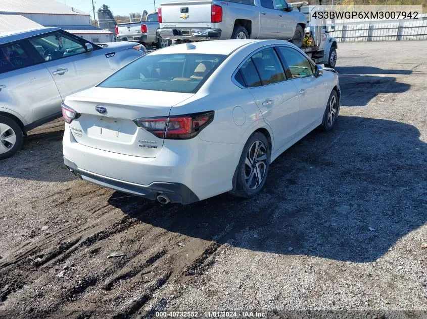 2021 Subaru Legacy Touring Xt VIN: 4S3BWGP6XM3007942 Lot: 40732552