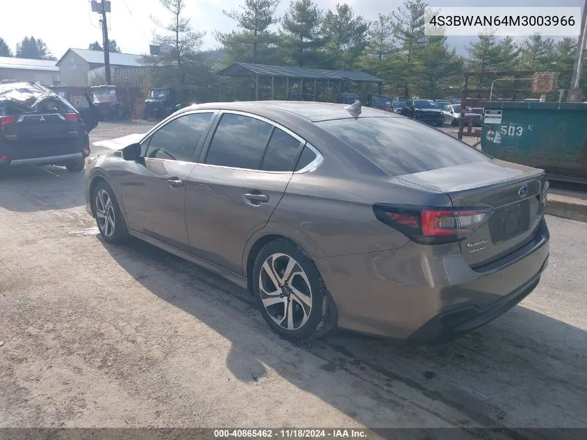 2021 Subaru Legacy Limited VIN: 4S3BWAN64M3003966 Lot: 40865462