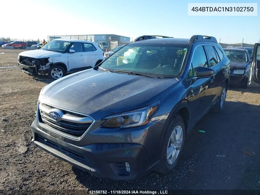 2022 Subaru Legacy Outback VIN: 4S4BTDAC1N3102750 Lot: 12150752