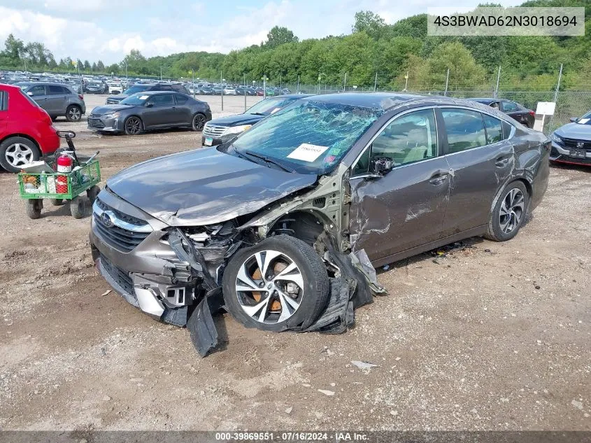 2022 Subaru Legacy Premium VIN: 4S3BWAD62N3018694 Lot: 39869551