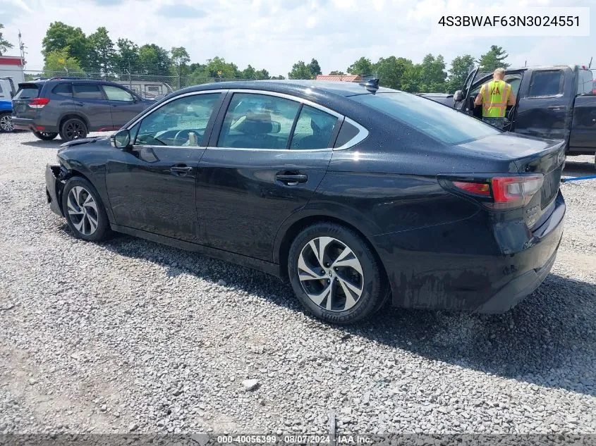 2022 Subaru Legacy Premium VIN: 4S3BWAF63N3024551 Lot: 40056399