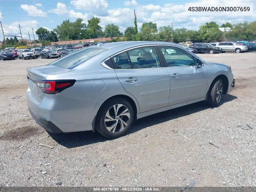 2022 Subaru Legacy Premium VIN: 4S3BWAD60N3007659 Lot: 40176769