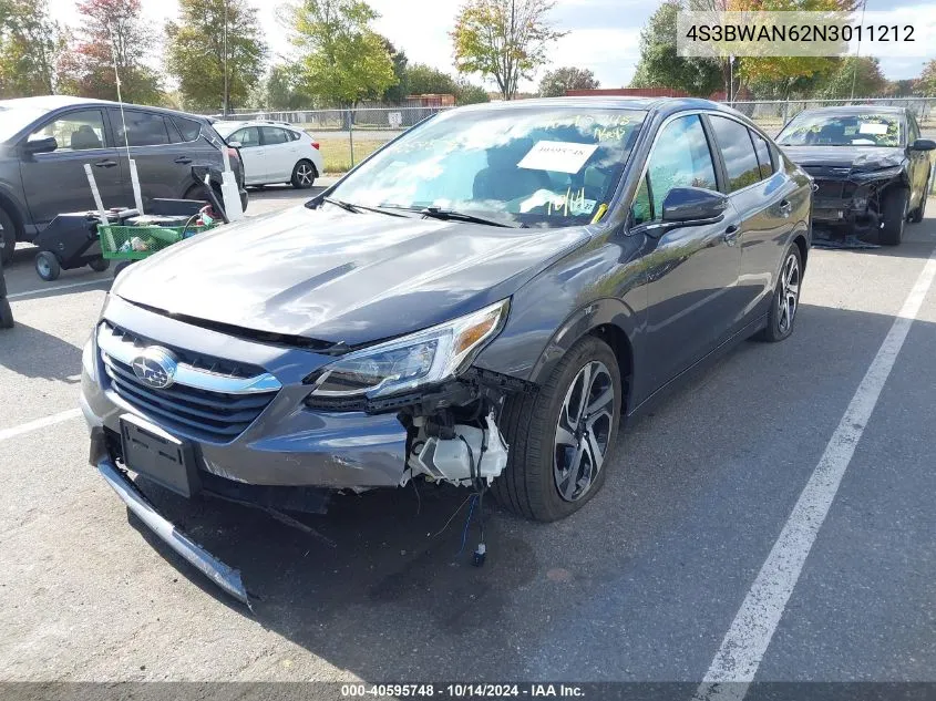 2022 Subaru Legacy Limited VIN: 4S3BWAN62N3011212 Lot: 40595748