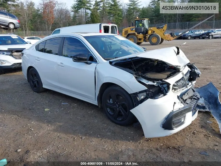 2022 Subaru Legacy Sport VIN: 4S3BWAH69N3010618 Lot: 40681009