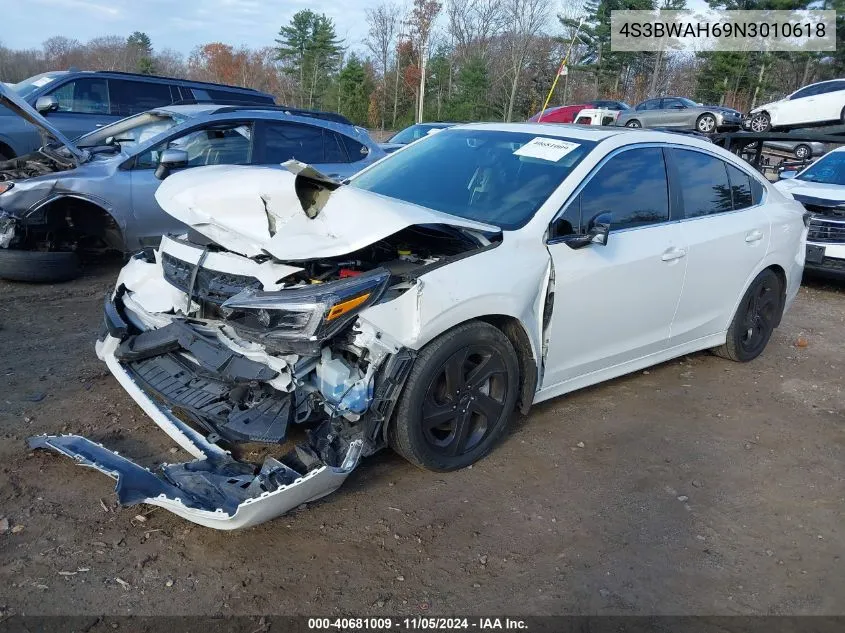 2022 Subaru Legacy Sport VIN: 4S3BWAH69N3010618 Lot: 40681009