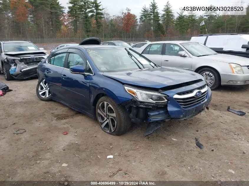 2022 Subaru Legacy Limited Xt VIN: 4S3BWGN66N3028520 Lot: 40696499