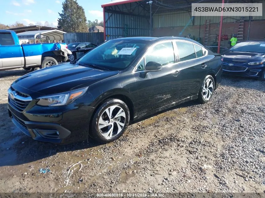 2022 Subaru Legacy Premium VIN: 4S3BWAD6XN3015221 Lot: 40698816