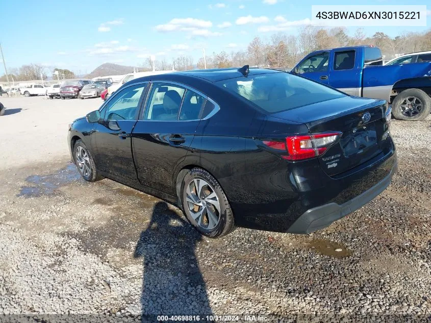 2022 Subaru Legacy Premium VIN: 4S3BWAD6XN3015221 Lot: 40698816