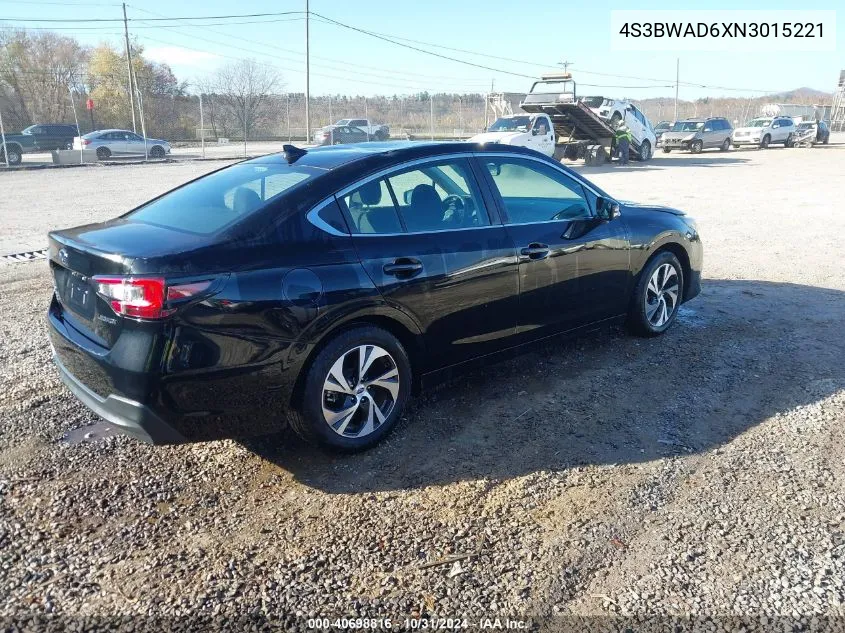 2022 Subaru Legacy Premium VIN: 4S3BWAD6XN3015221 Lot: 40698816