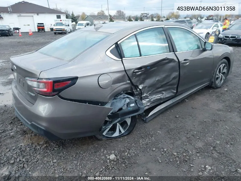 2022 Subaru Legacy Premium VIN: 4S3BWAD66N3011358 Lot: 40820889