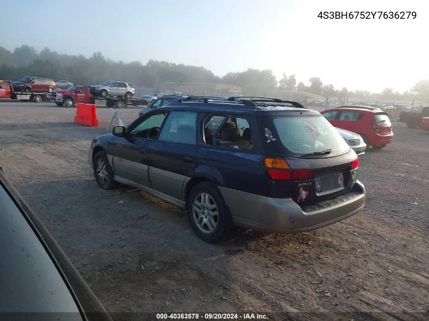 2000 Subaru Outback VIN: 4S3BH6752Y7636279 Lot: 40363578