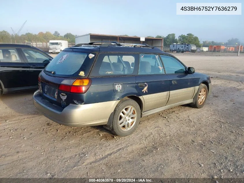 2000 Subaru Outback VIN: 4S3BH6752Y7636279 Lot: 40363578