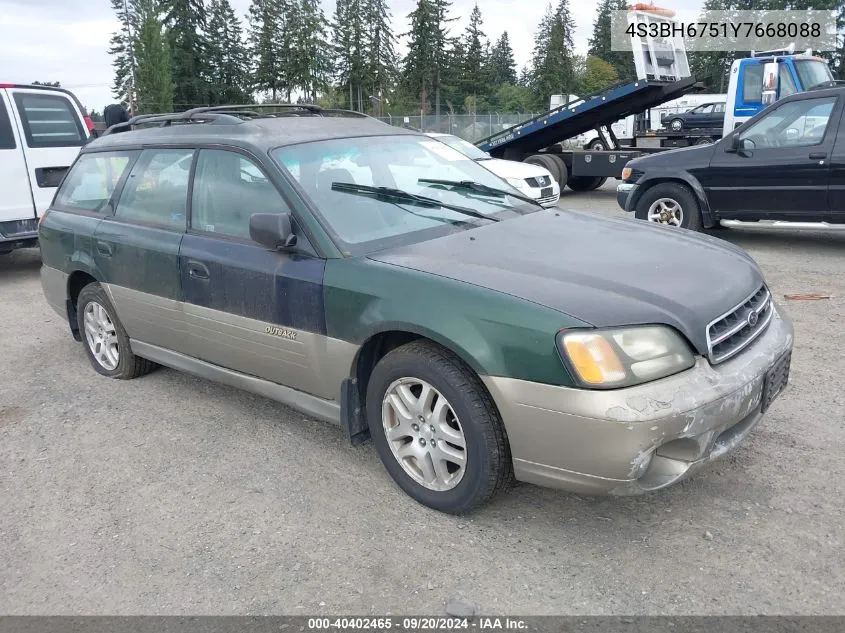 2000 Subaru Outback VIN: 4S3BH6751Y7668088 Lot: 40402465