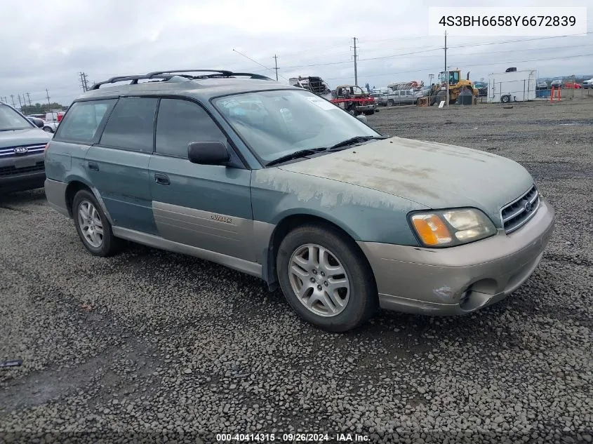 2000 Subaru Outback VIN: 4S3BH6658Y6672839 Lot: 40414315