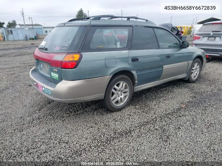 2000 Subaru Outback VIN: 4S3BH6658Y6672839 Lot: 40414315