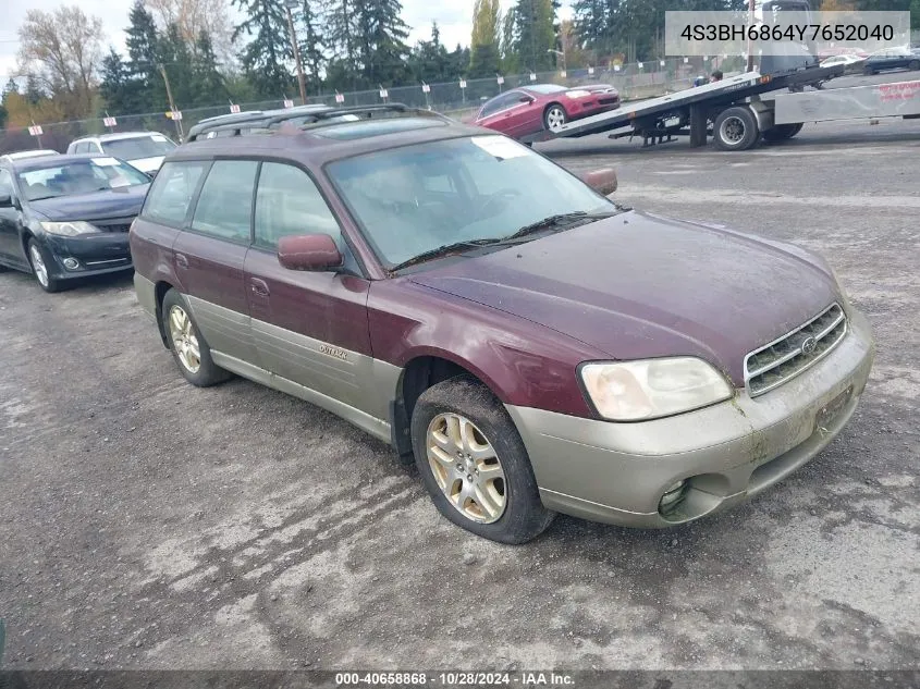 2000 Subaru Outback Limited VIN: 4S3BH6864Y7652040 Lot: 40658868