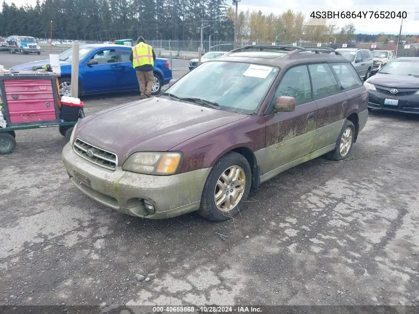 2000 Subaru Outback Limited VIN: 4S3BH6864Y7652040 Lot: 40658868