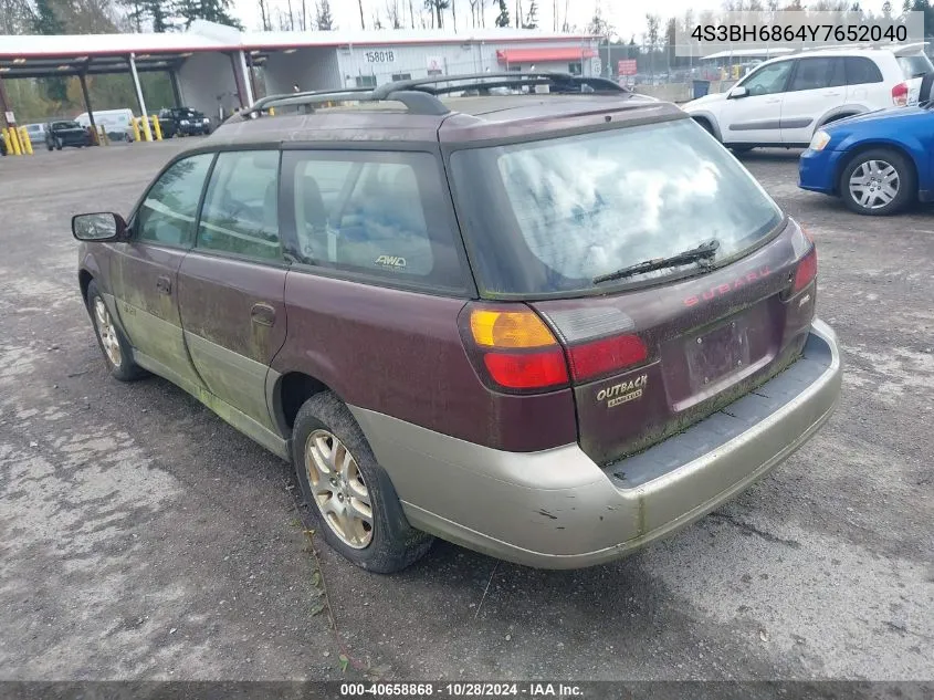 2000 Subaru Outback Limited VIN: 4S3BH6864Y7652040 Lot: 40658868