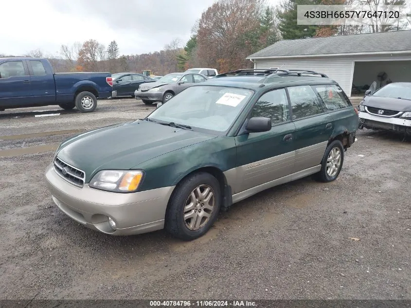 2000 Subaru Outback VIN: 4S3BH6657Y7647120 Lot: 40784796