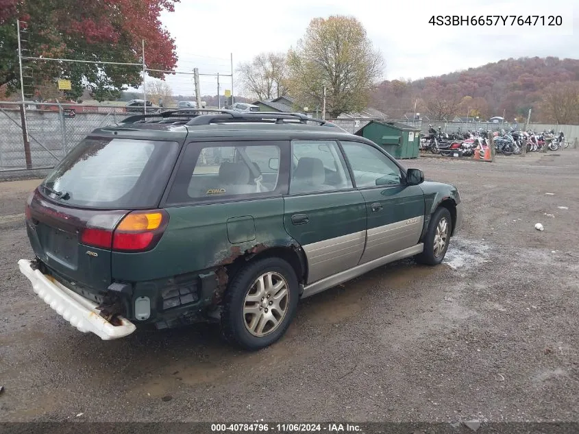 2000 Subaru Outback VIN: 4S3BH6657Y7647120 Lot: 40784796