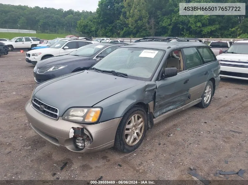 2001 Subaru Outback VIN: 4S3BH665017657722 Lot: 39559469